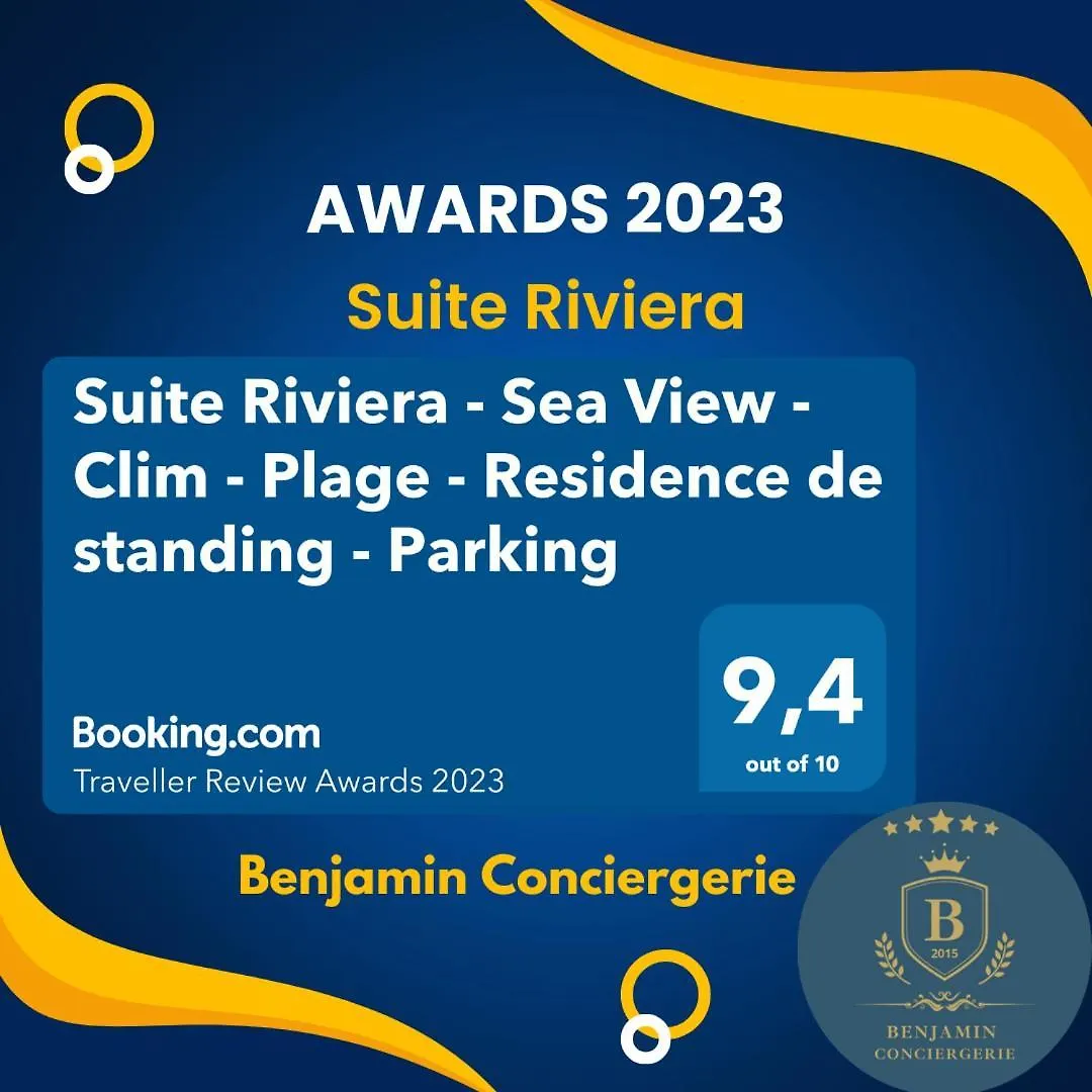 Suite Riviera - Sea View - Clim - 50M Plage - Residence De Standing - Spacieux 180 M2 - Parking Cannes France