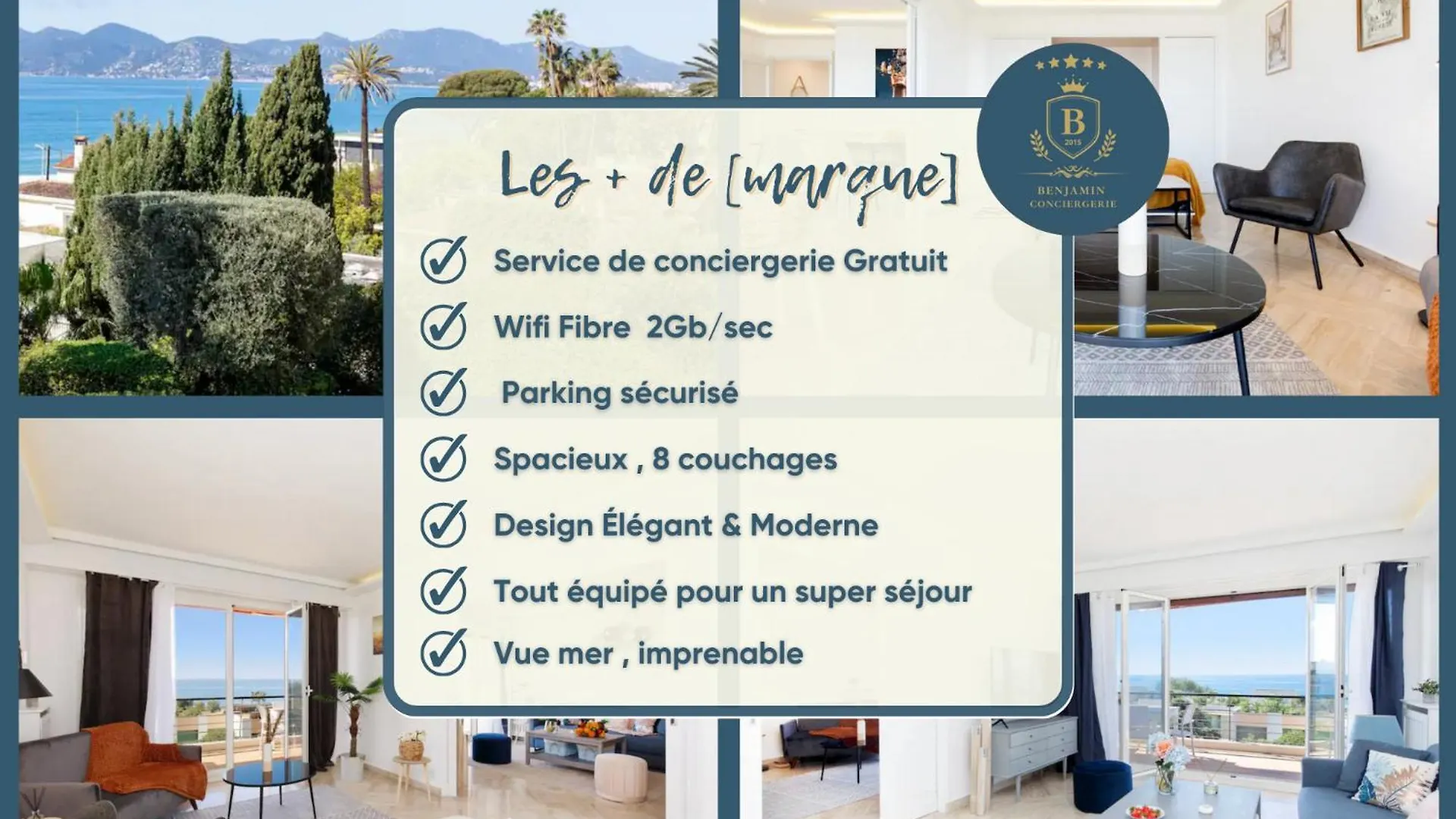 Suite Riviera - Sea View - Clim - 50M Plage - Residence De Standing - Spacieux 180 M2 - Parking location